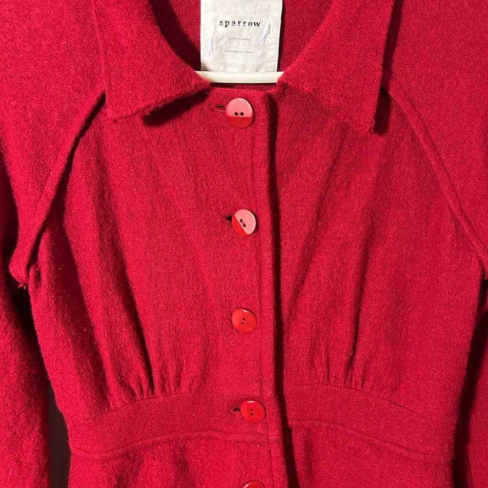 Anthropologie Sparrow Red Wool Button Up Sweater … - image 2